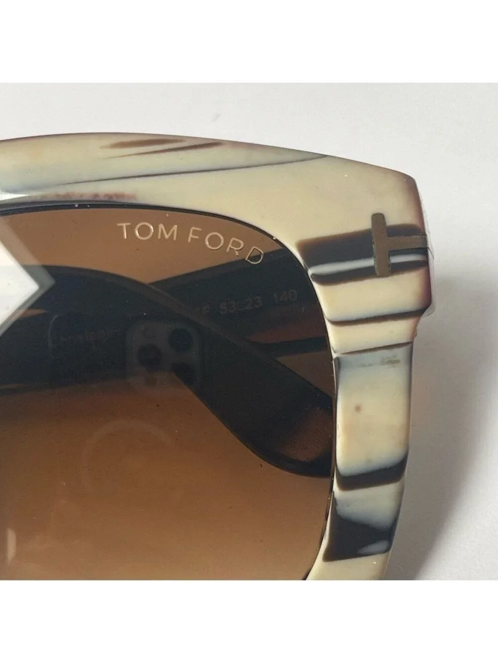 Tom Ford CHRISTOPHE Sunglasses Ivory Black Frame Brown Lens FT279 25F 53-23 140